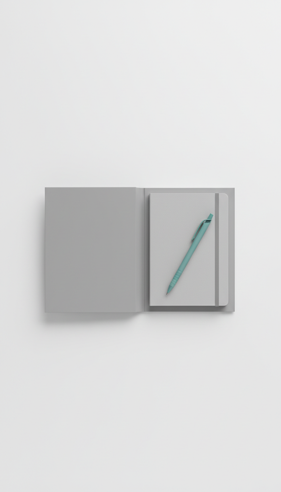 Onboarding package with branded notepad and pen
