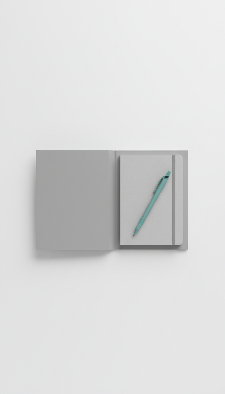 Onboarding package with branded notepad and pen